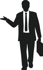Businessman Silhouette Holding Briefcase with Gesture Pose