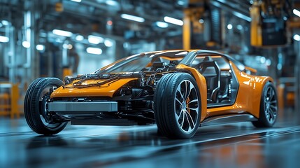 Automotive innovation showcase factory car model industrial setting close-up