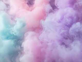 Fototapeta premium ethereal swirling pastel fog with dynamic movement, blending pink, purple, and teal in mystical formations against dark background