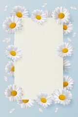 Fototapeta premium Daises flowers frame background, floral design