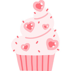 Cute Pink Cupcake with Hearts