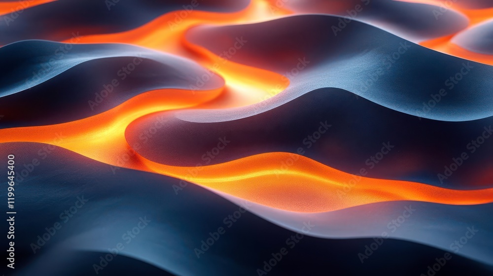 Poster a mesmerizing image of flowing lava, showcasing undulating patterns of glowing orange and deep black