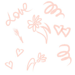 set of hearts and ribbons