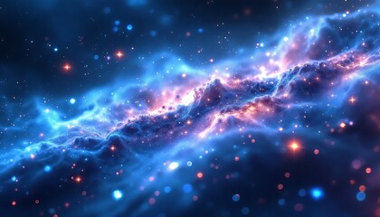 Obraz premium Stunning Nebula Space Wallpaper Blue Pink Stars