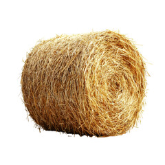 Round Hay Bale on White Background Isolated on transparent background