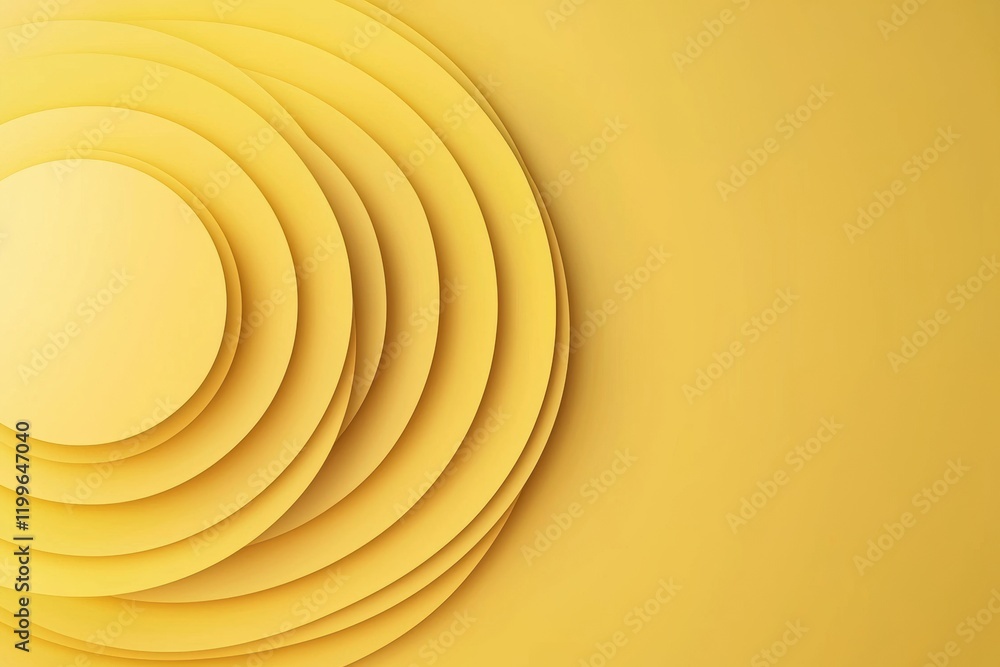 Poster yellow concentric circular patterns with gradient depth for creative background design