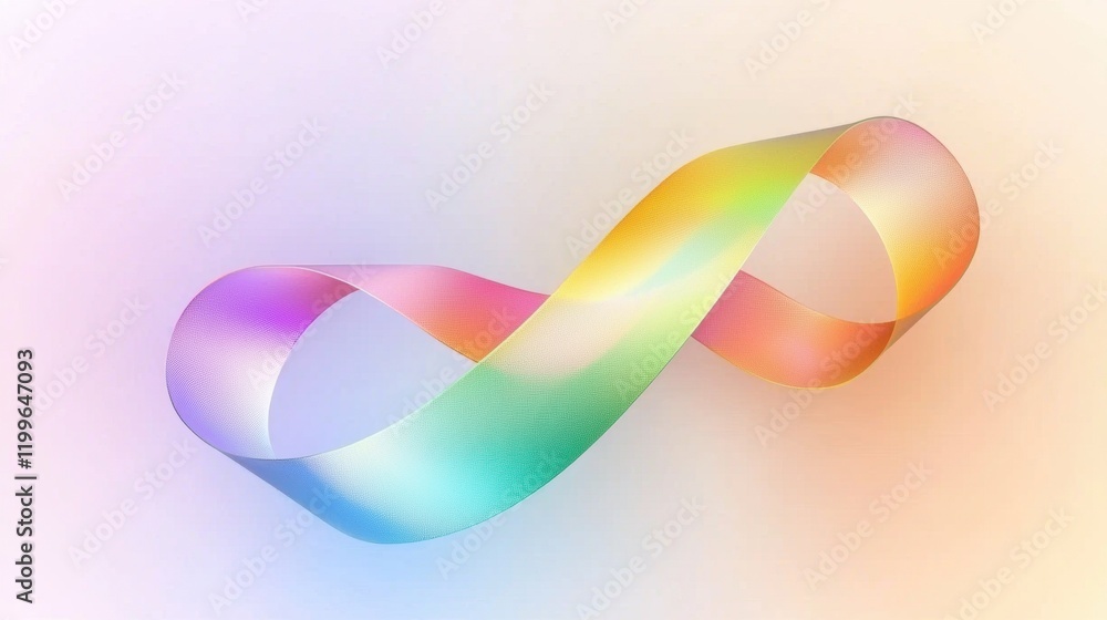 Poster swirling colorful ribbon with glowing gradients in dynamic style