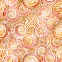 Fototapeta premium Abstract Circular Patterns and Spirals, pink and gold, Pi symbolization with dreamy feel