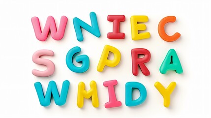 Vibrant Magnetic Letters on White Background for Educational Displays