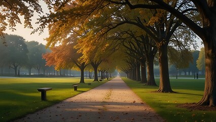 Fototapeta premium Panorama of a beautiful city park