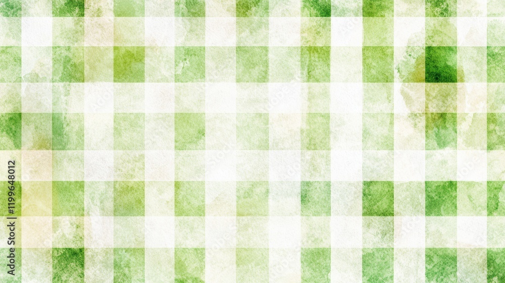 Poster soft watercolor texture of green plaid pattern for background and design use