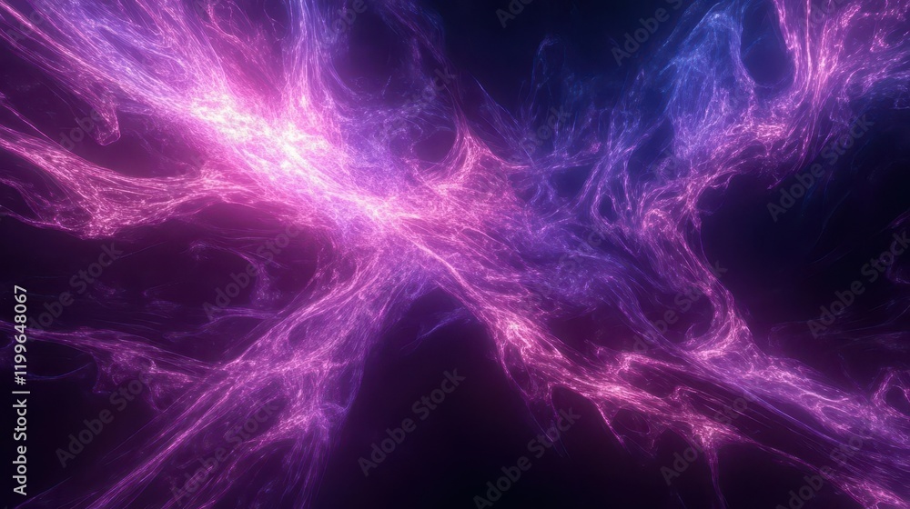 Aufkleber glowing network of interconnected light streams flowing through abstract digital space, deep blues a