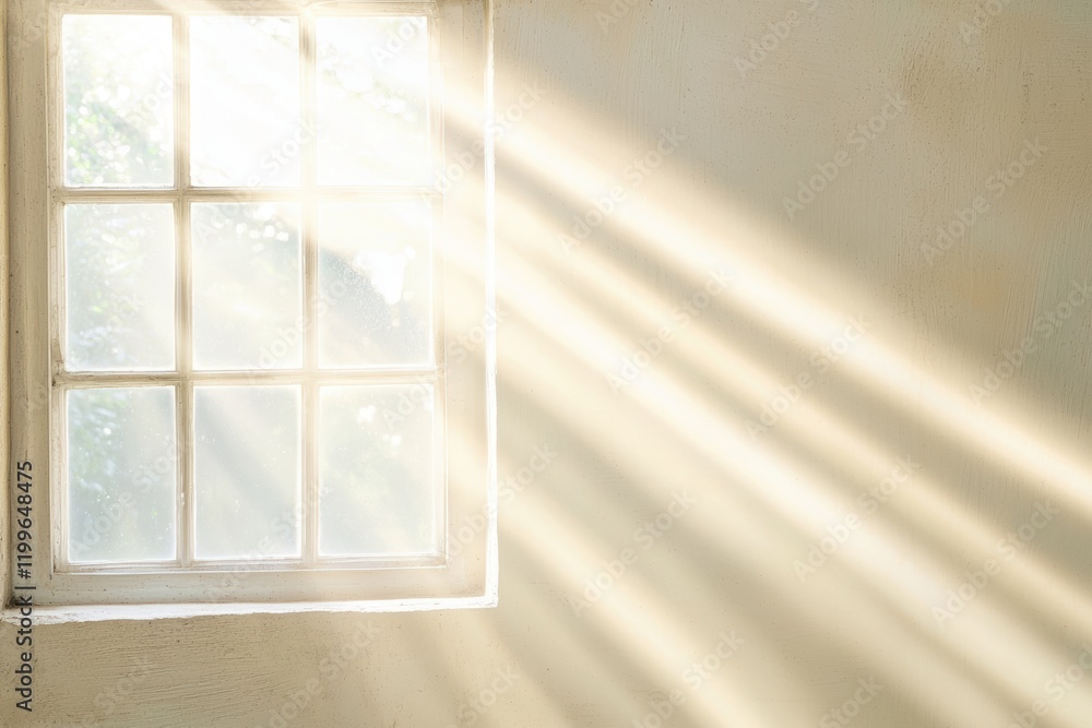 Poster soft sunlight streaming through a window creating a tranquil atmosphere
