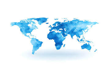 Fototapeta premium Blue polygonal world map, global, background, design, website