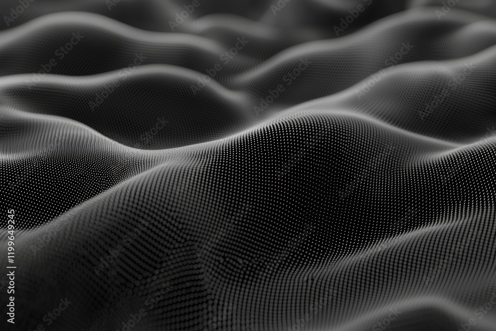 Poster abstract 3d rendering of undulating black fabric in moody atmosphere