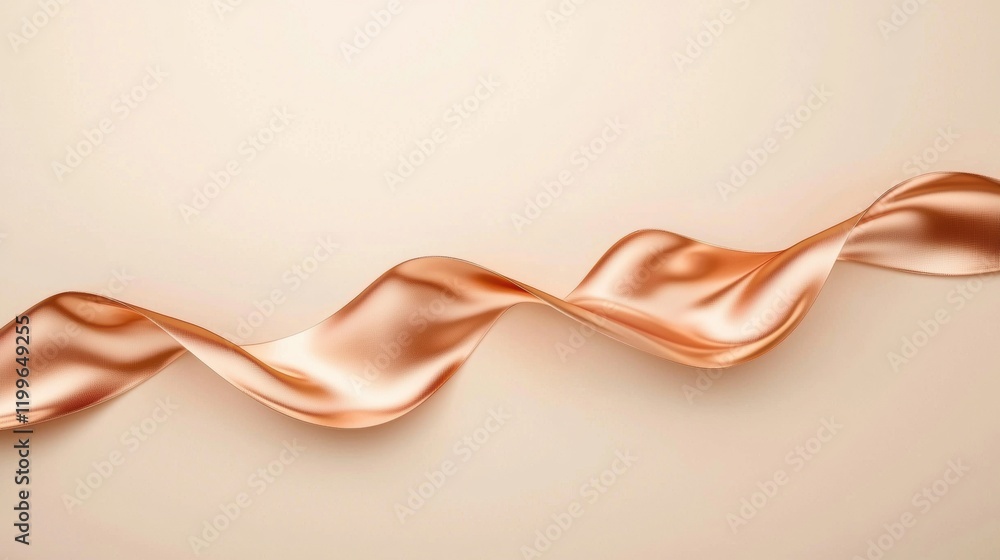 Poster flowing abstract 3d ribbon design with soft metallic gradients on neutral background