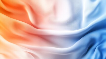 Obraz premium Abstract Colorful Silk Fabric Texture: A Dreamy Blend of Orange, White, and Blue Hues