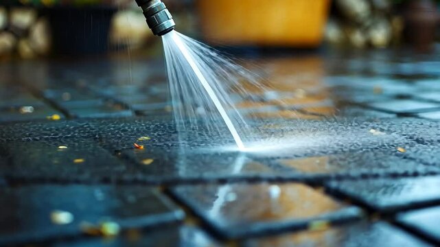 Water Jet Cleaning Stone Pavement, pressure washer, stones, cobblestones, patio, driveway