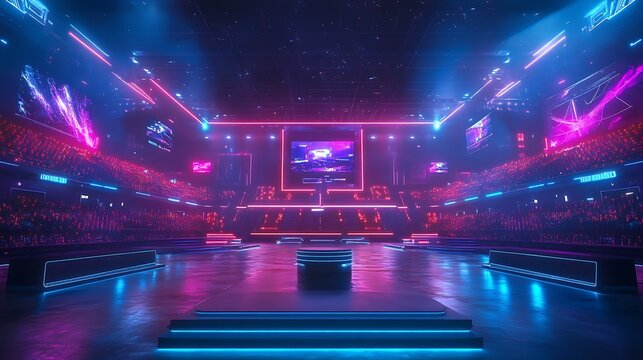 Vibrant esports arena lighting competitive gaming event futuristic environment