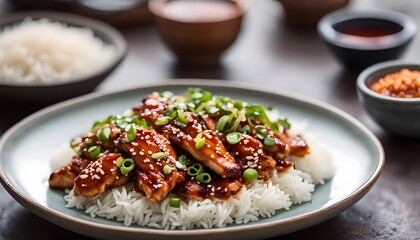 Homemade Korean Gochujang Chicken with Sesame and Rice