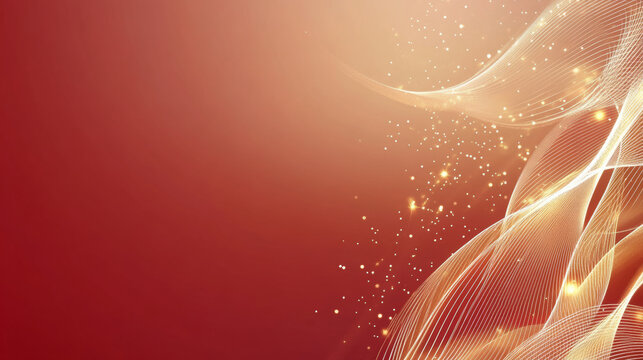 Red background glowing lines technology background