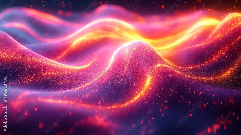 Aufkleber a vibrant, abstract representation of flowing waves, illuminated with glowing colors, creating a dyn