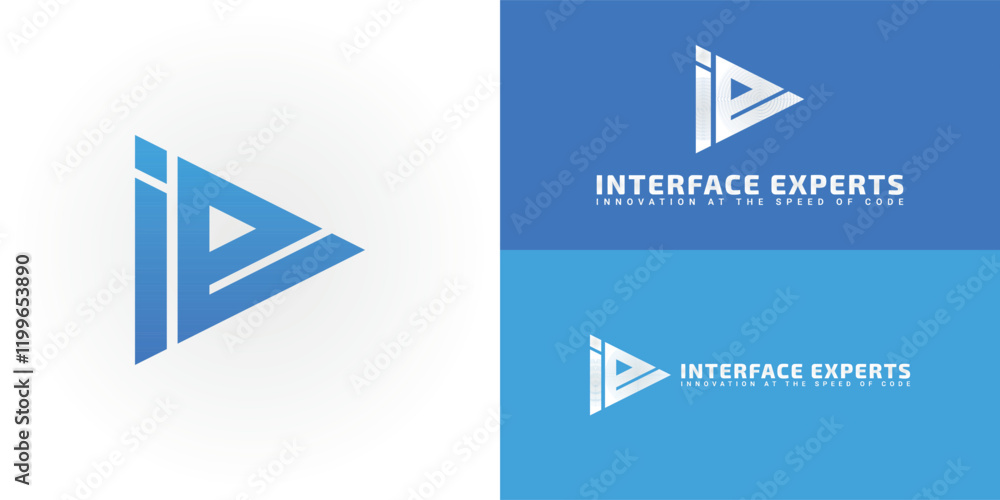 Poster the dynamic logo design features the initials ie seamlessly integrated into a modern and geometric f