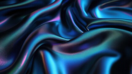 Obraz premium A close-up view of shimmering blue and black fabric, showcasing smooth, wavy textures and vibrant colors.