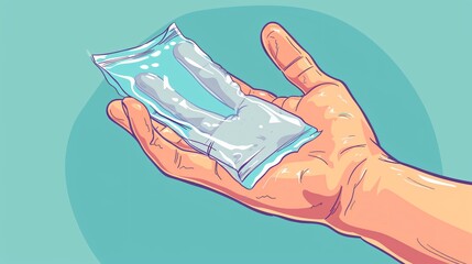 Cartoon Style Vector Design of Hand Holding Condom, Health and Safety Concept