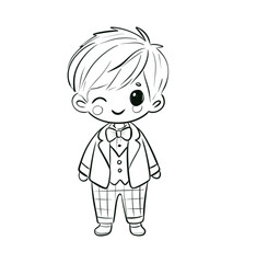 Adorable Little Boy Line Art Drawing for Coloring and Creative Kids Activities