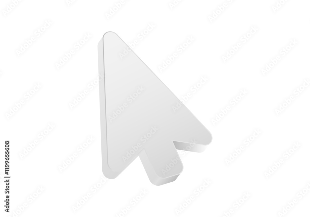Aufkleber a clean, white cursor icon pointing upward, ideal for digital projects and web design.