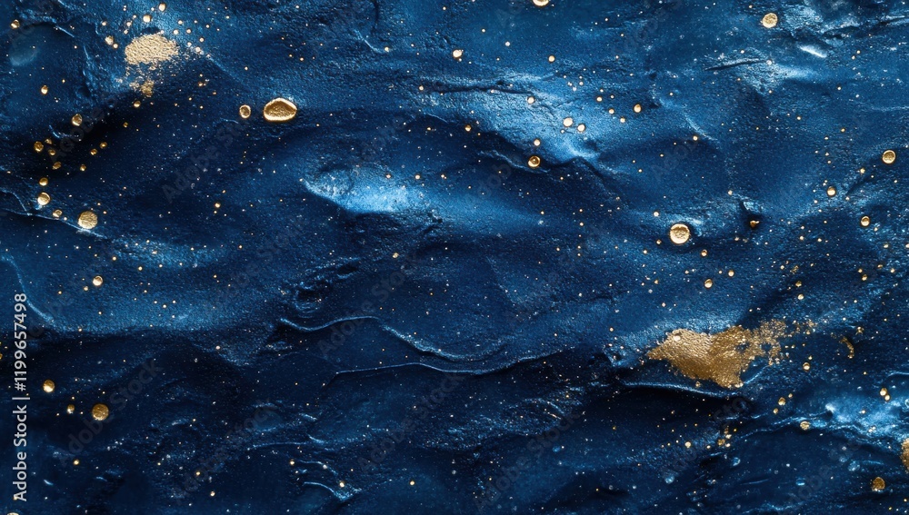 Poster abstract navy blue texture with gold splashes creating a dynamic background suitable for luxury desi
