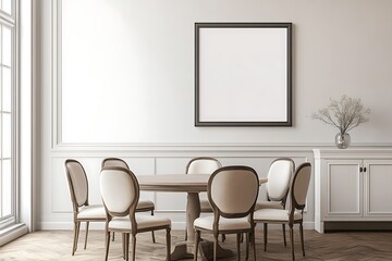 Modern Dining Area with Blank Frame, Perfect for Mockups