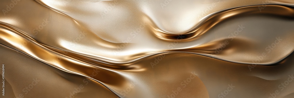 Poster luxurious metallic gold waves with smooth abstract texture and shiny surface