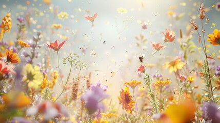 Colorful beautiful flower background with raindrops with Generative AI technology