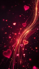 Two glowing neon hearts floating in a starry cosmic background, symbolizing love and connection  
