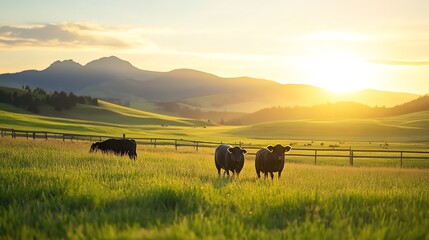 Sustainable livestock farm raising heritage breeds of pigs, sheep, or cattle, focusing on premium meats