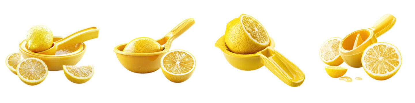 Lemon squeezer &ndash; A hand-held tool designed to extract juice from lemons. Isolated on Clear White Background Highly Detailed 