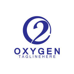 Creative and simple Oxygen Icon Logo design, o2, initial O and Number 2 logo