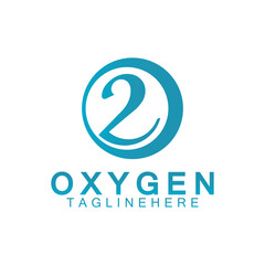 Fototapeta premium Creative and simple Oxygen Icon Logo design, o2, initial O and Number 2 logo