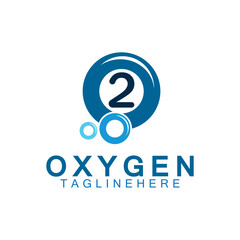 Creative and simple Oxygen Icon Logo design, o2, initial O and Number 2 logo