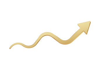 A shiny golden arrow curves upward, representing growth, success, and positive trends.