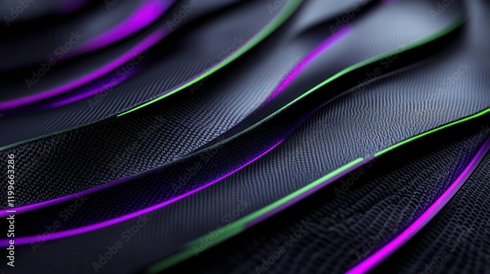 Aufkleber abstract digital background featuring flowing lines in purple and green against a dark surface, crea