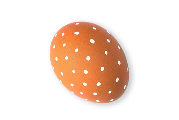 One Easter egg is a natural brown color with a minimalistic white pattern isolated on a white background.