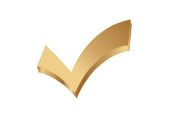 Shiny gold checkmark representing achievement and positive approval in various contexts. © Oleksii Bezrodnii