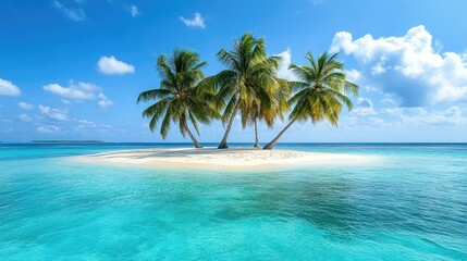 Idyllic tropical island with palm trees and turquoise water