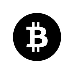 Bitcoin icon on black circle vector