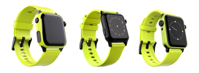 Lime Green Smartwatch On Transparent Png Background