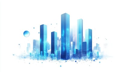 Fototapeta premium A realistic bar chart, corporate finance theme, realistic textures, professional blue tones, isolated on white background