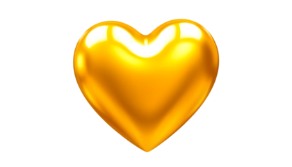 A simple bright golden colour heart representing love and affection.